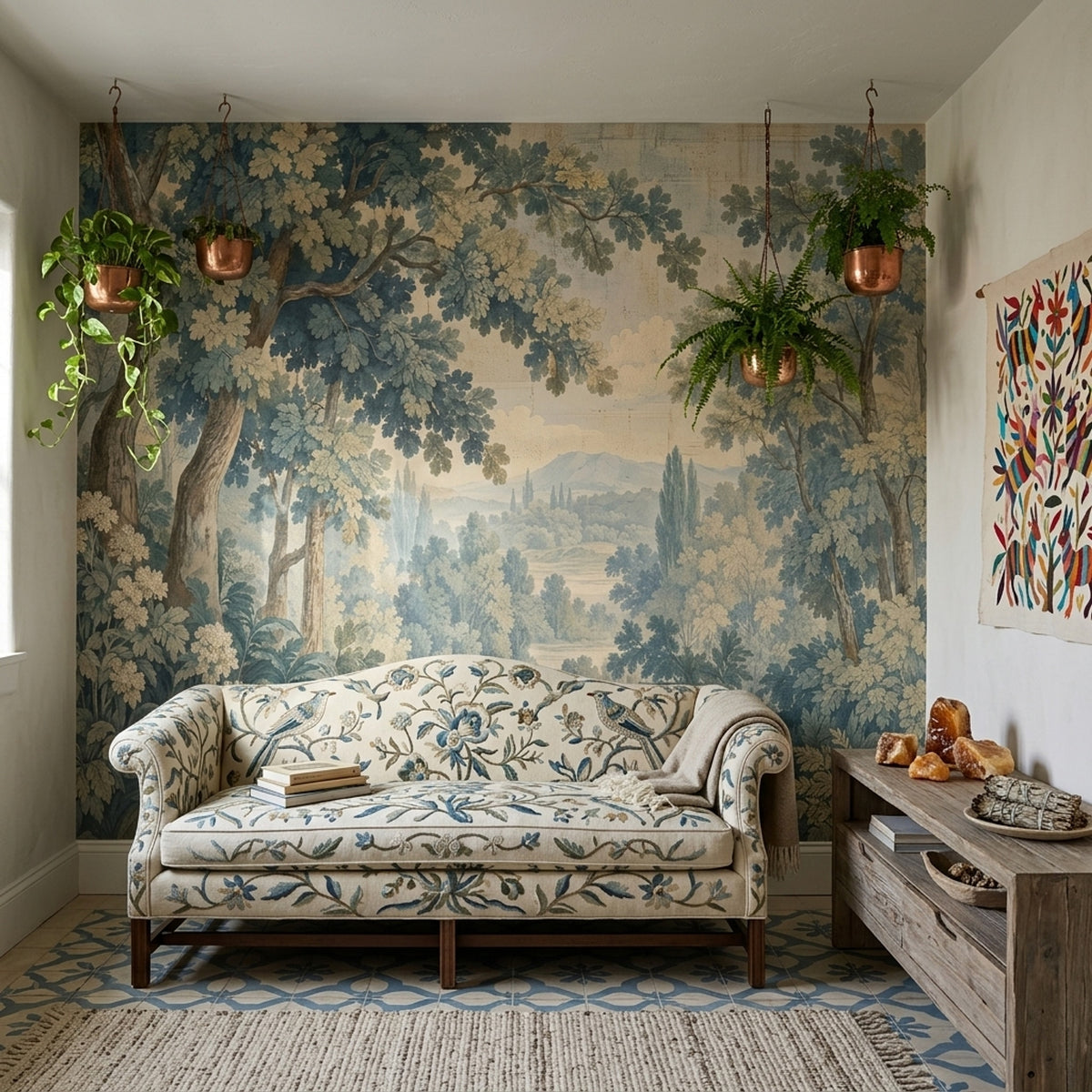 Vintage Forest Valley Wallpaper Panoramic Landscape Wall Mural