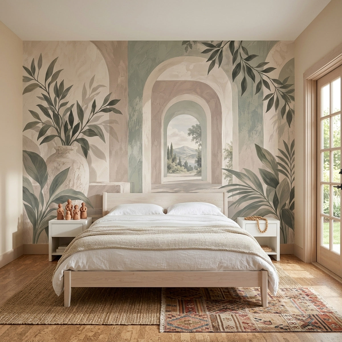 Mediterranean Arched Corridor Wallpaper Tuscan Villa Wall Mural