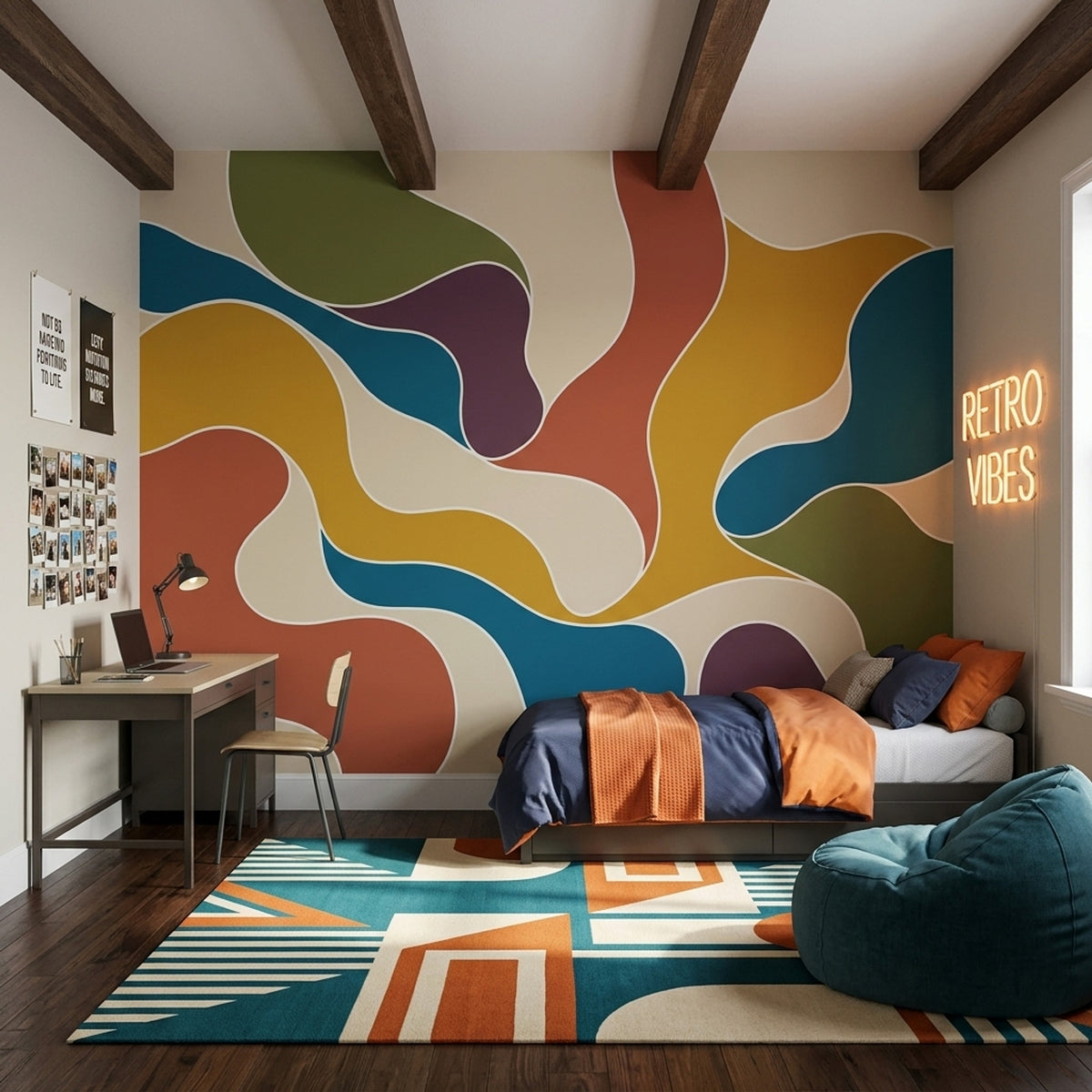 Organic Color Block Wallpaper Mid Century Modern Wall Mural