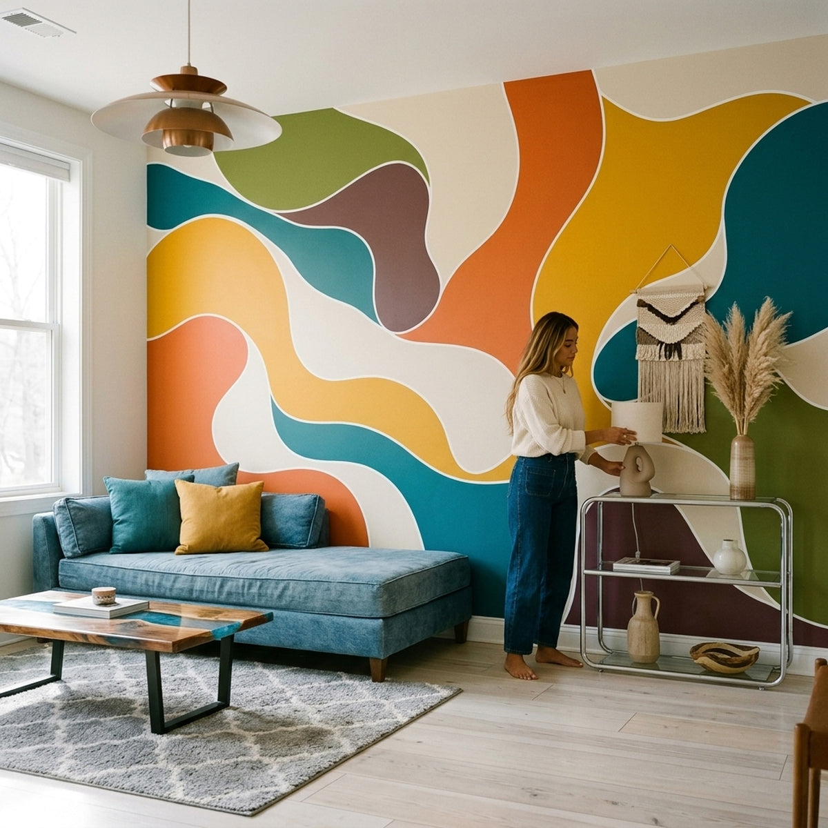 Organic Color Block Wallpaper Mid Century Modern Wall Mural