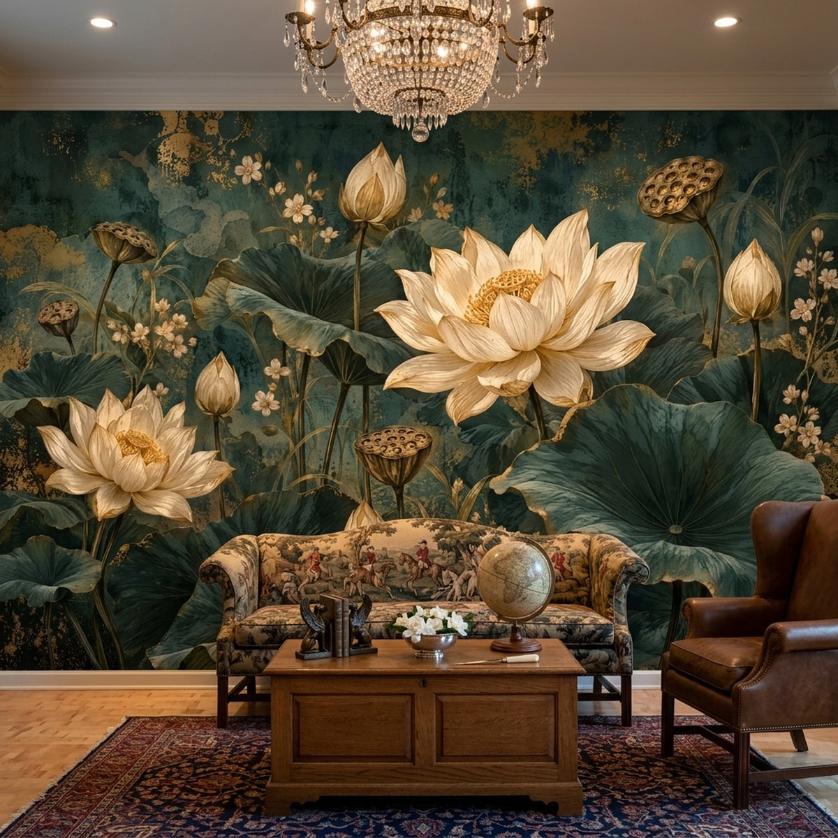 Lotus Flowers Wallpaper Dark Floral Wall Mural