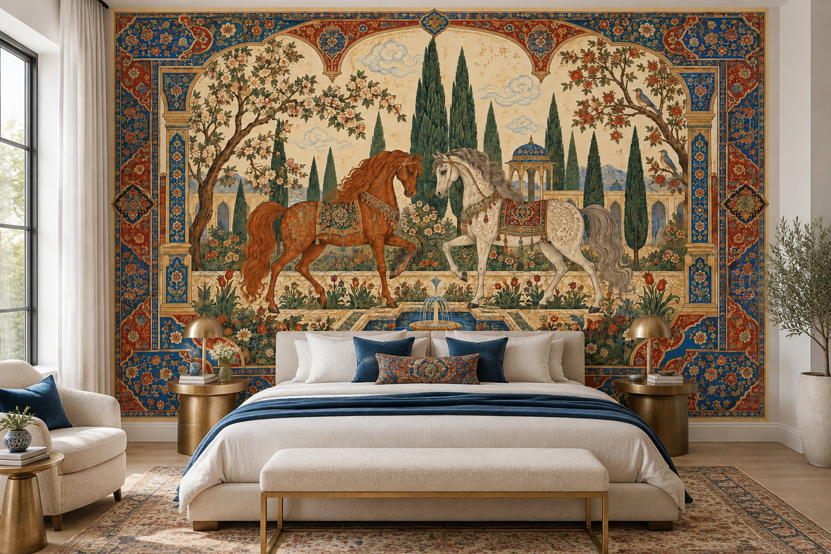Persian Garden Horses Wallpaper Palace Arch Wall Mural