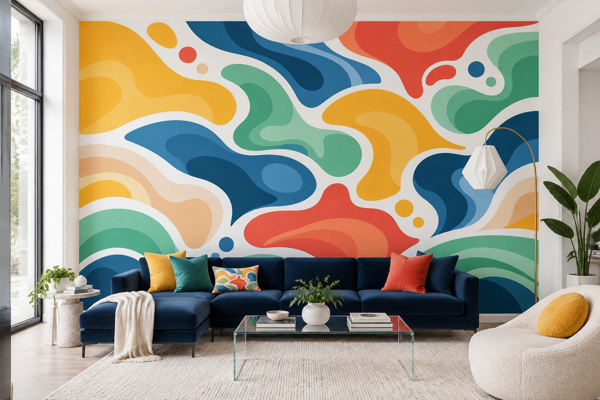 Colorful Organic Shapes Wallpaper Modern Abstract Wall Mural
