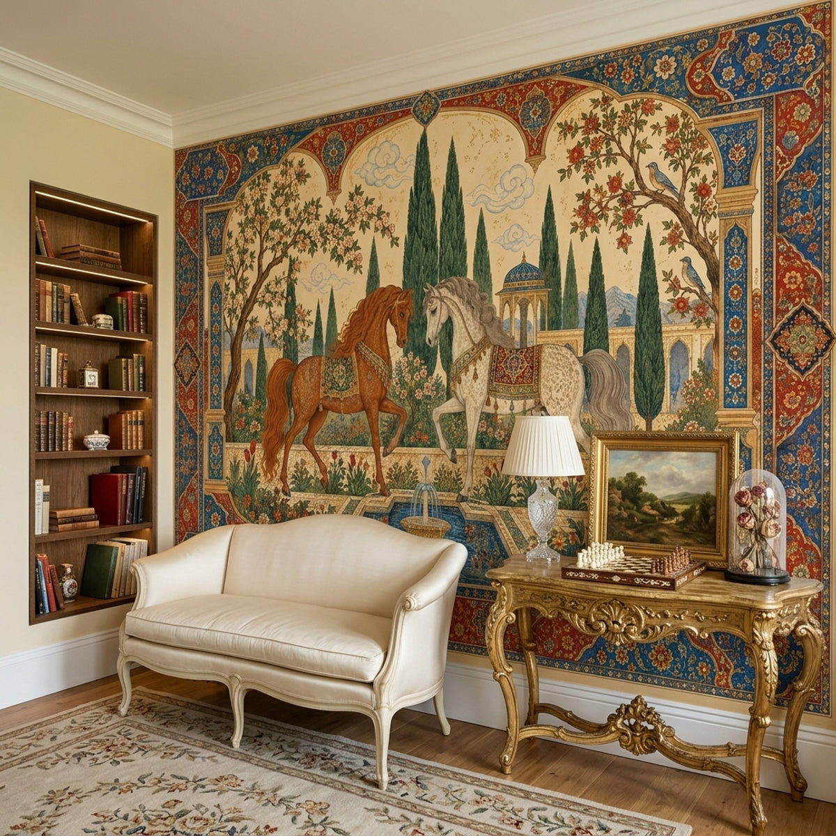Persian Garden Horses Wallpaper Palace Arch Wall Mural