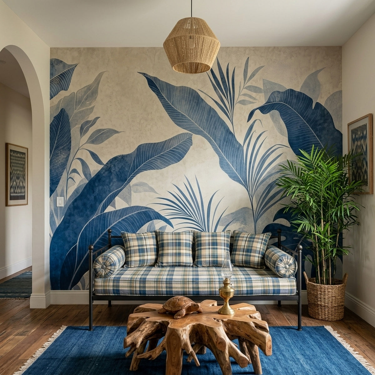 Tropical Leaves Wallpaper Grunge Texture Wall Mural