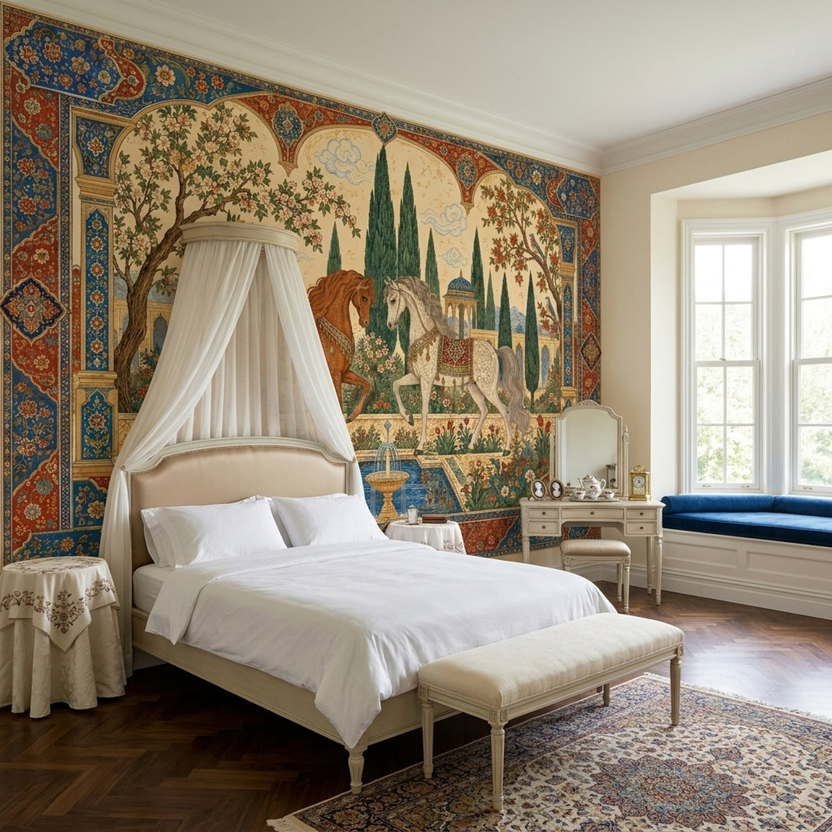 Persian Garden Horses Wallpaper Palace Arch Wall Mural