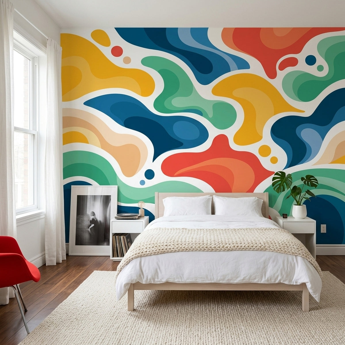Colorful Organic Shapes Wallpaper Modern Abstract Wall Mural