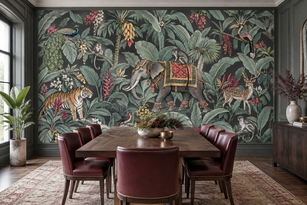 Dark Tropical Jungle Wallpaper Exotic Animals Wall Mural