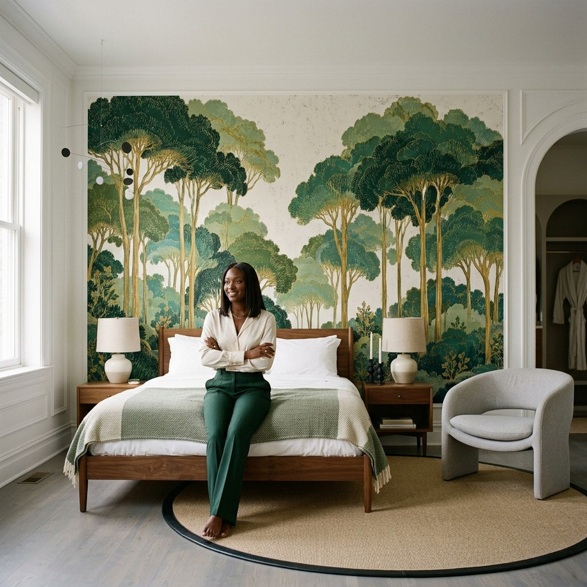 Vintage Forest Trees Wallpaper Botanical Landscape Wall Mural