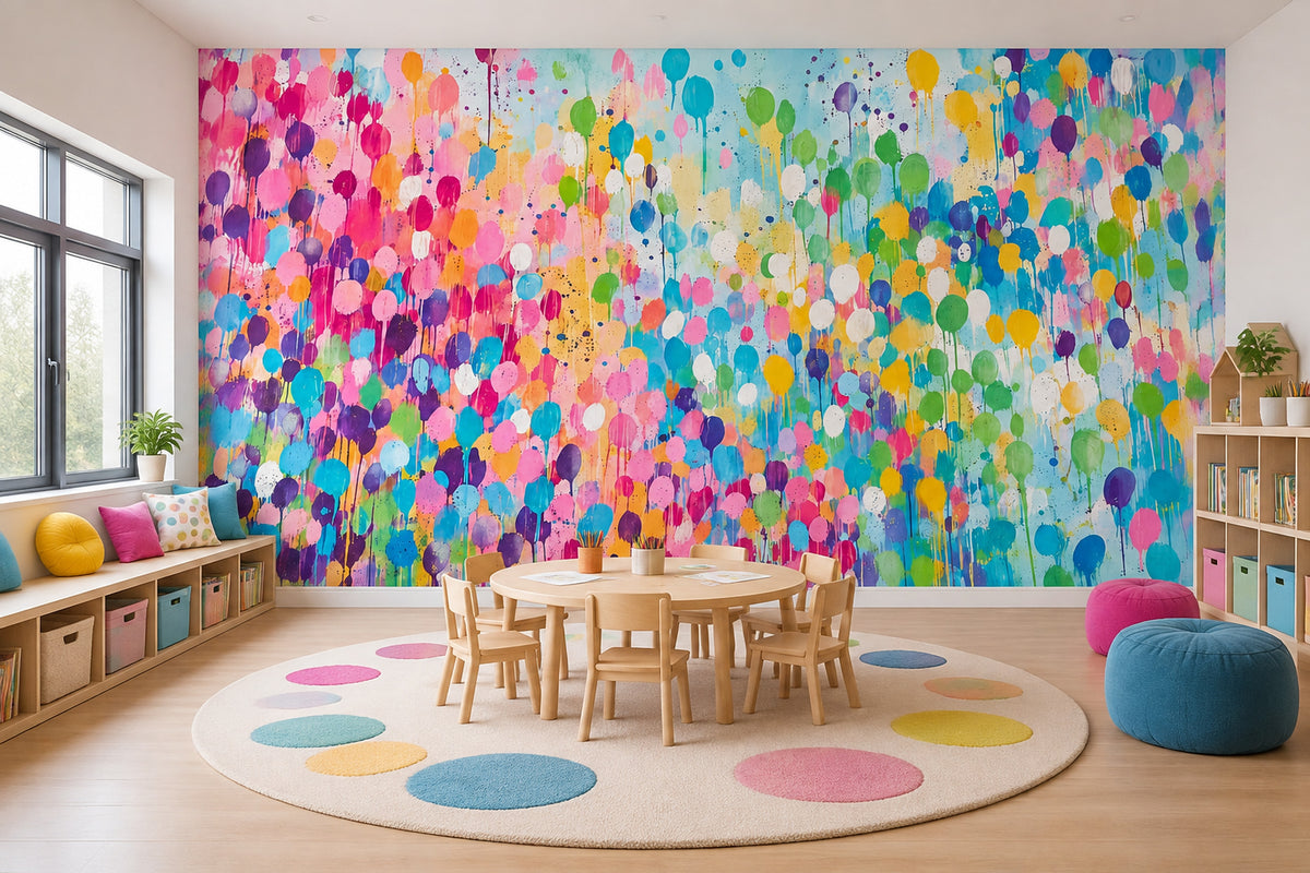 Abstract Paint Drips Wallpaper Colorful Splatter Wall Mural
