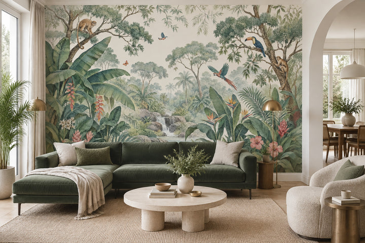Tropical Jungle Wallpaper Waterfall Landscape Wall Mural
