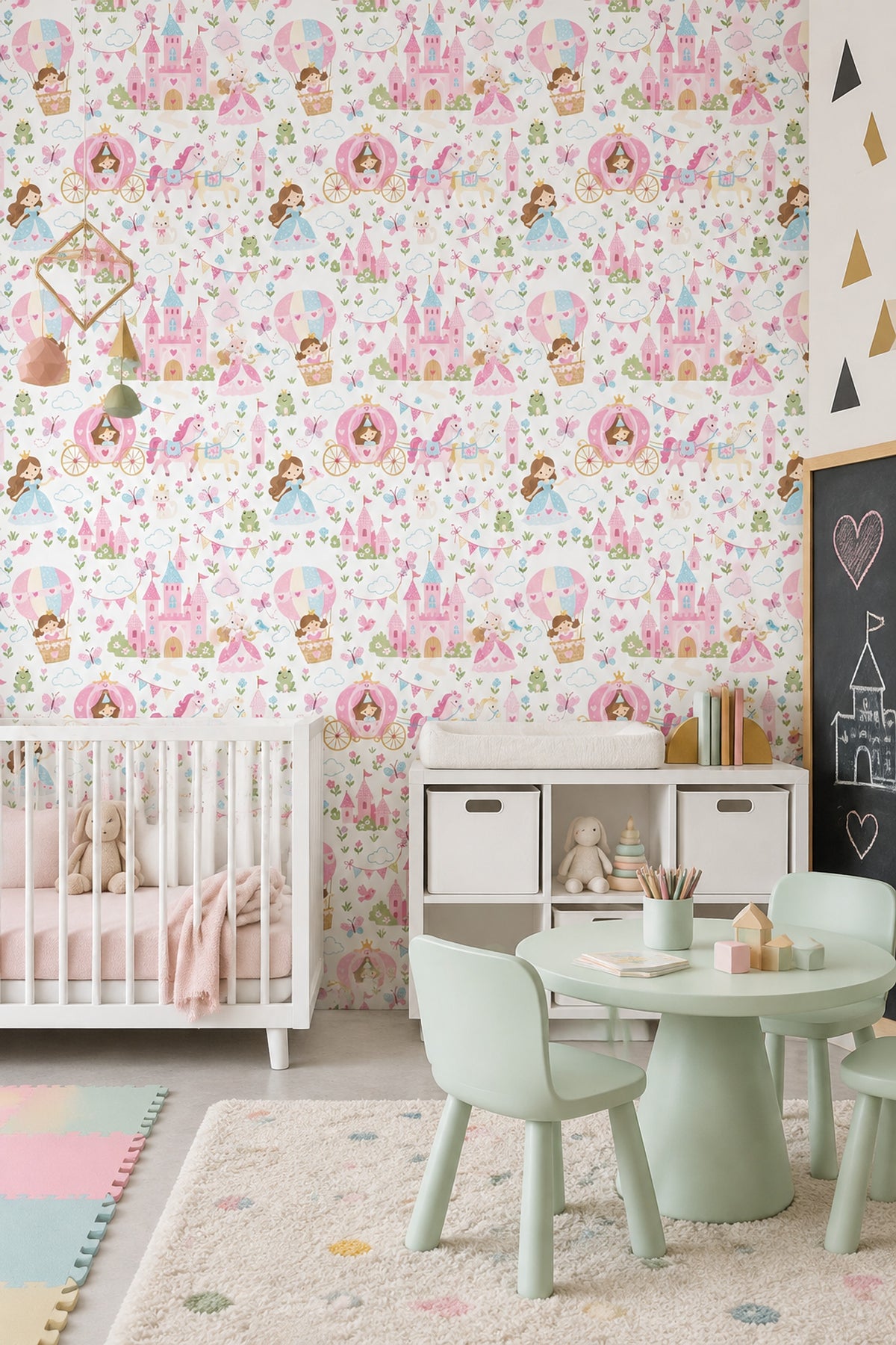 Princess Castle Wallpaper Pastel Fairytale Pattern