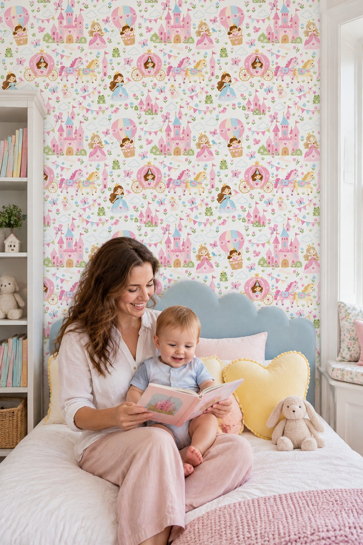Princess Castle Wallpaper Pastel Fairytale Pattern