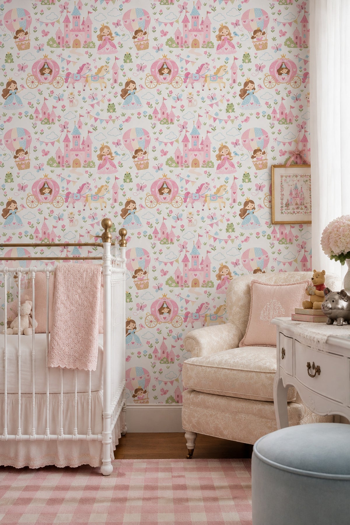 Princess Castle Wallpaper Pastel Fairytale Pattern
