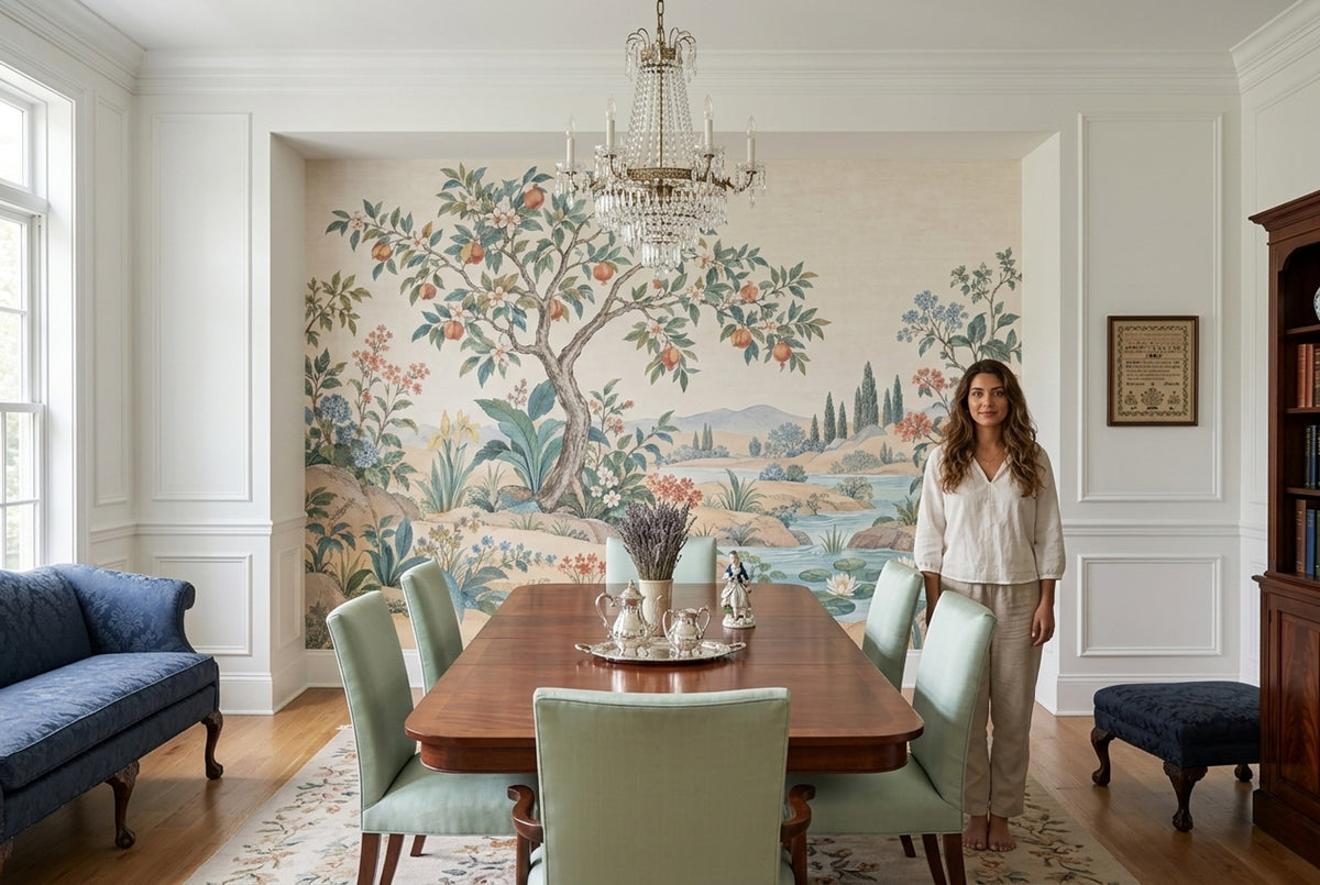 Chinoiserie Garden Landscape Wallpaper Vintage Botanical Wall Mural