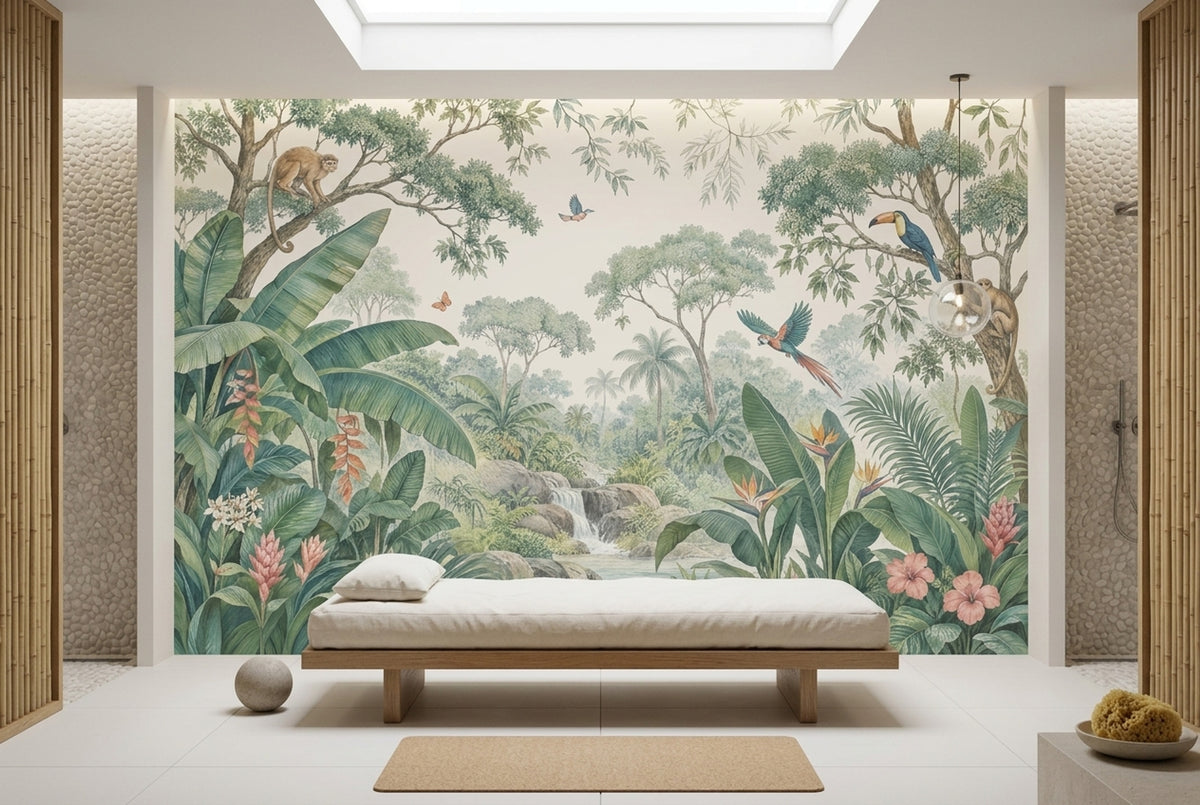 Tropical Jungle Wallpaper Waterfall Landscape Wall Mural