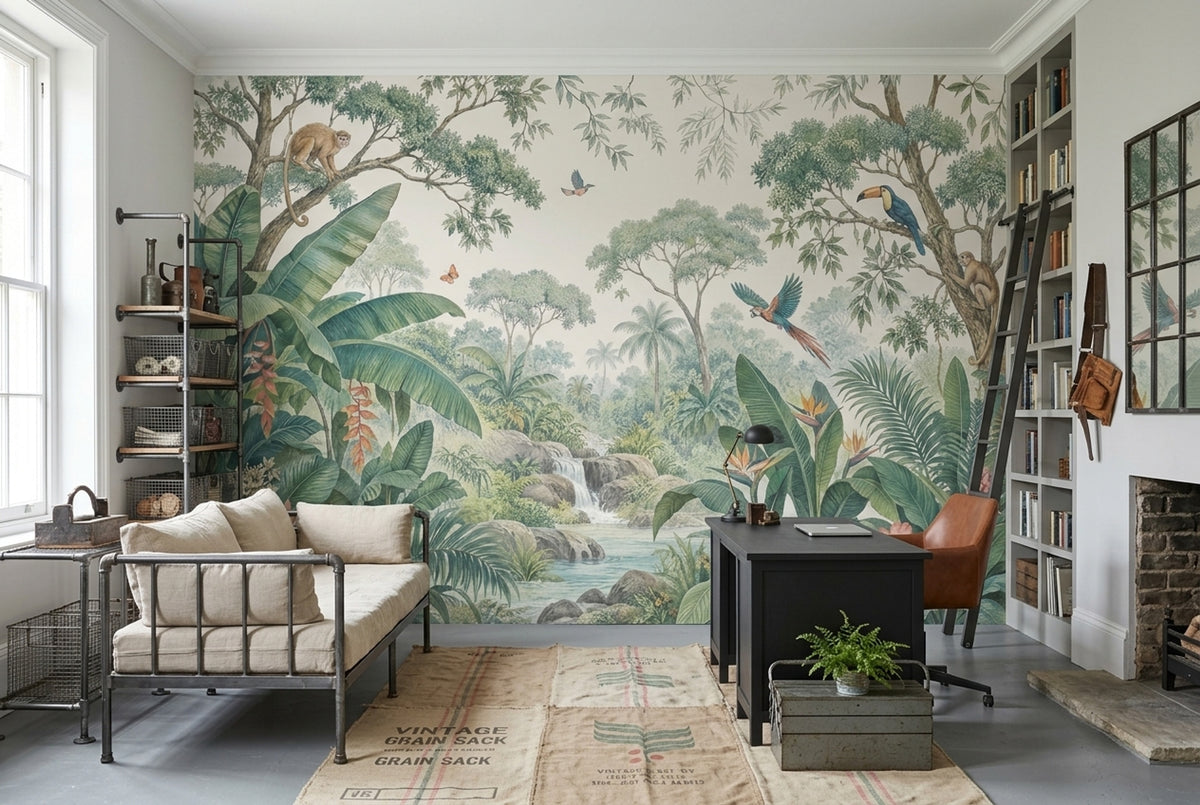 Tropical Jungle Wallpaper Waterfall Landscape Wall Mural
