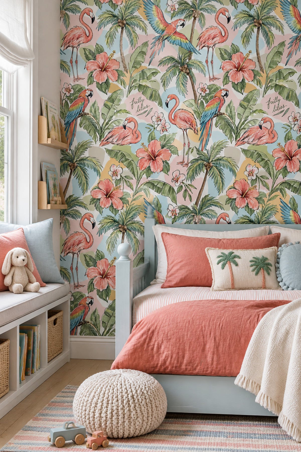 Flamingo Parrot Wallpaper Pastel Tropical Watercolor Pattern