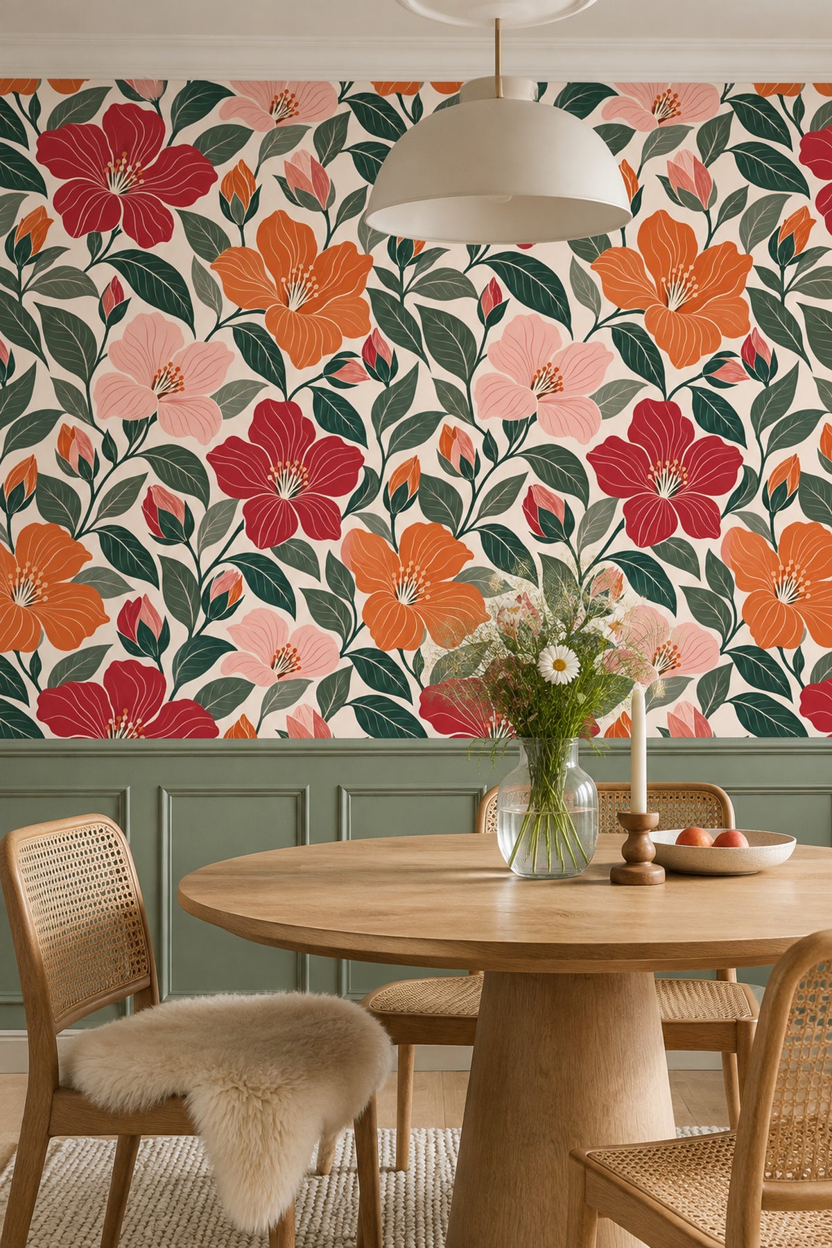 Hibiscus Wallpaper Large Tropical Flowers On Cream