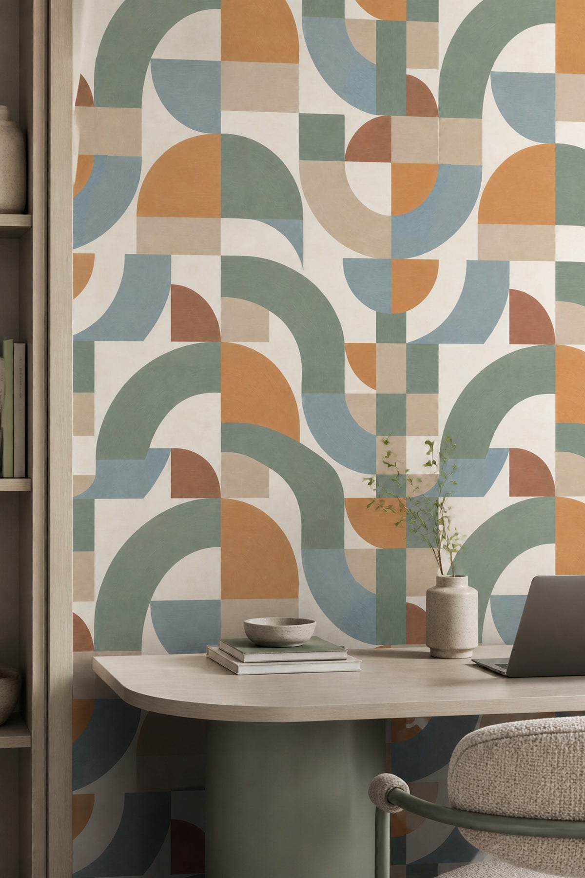 Geometric Shapes Wallpaper Mid Century Modern Pastel