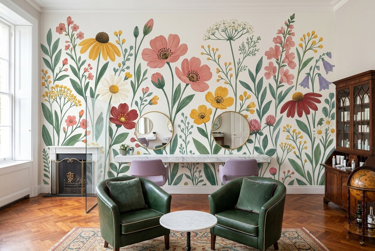 Wildflower Meadow Wallpaper Watercolor Botanical Wall Mural