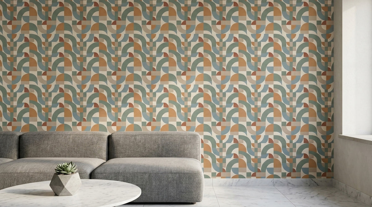 Geometric Shapes Wallpaper Mid Century Modern Pastel