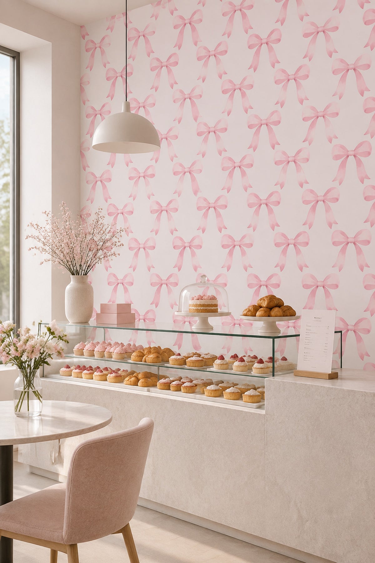 Pink Bow Wallpaper Watercolor Ribbon Pattern