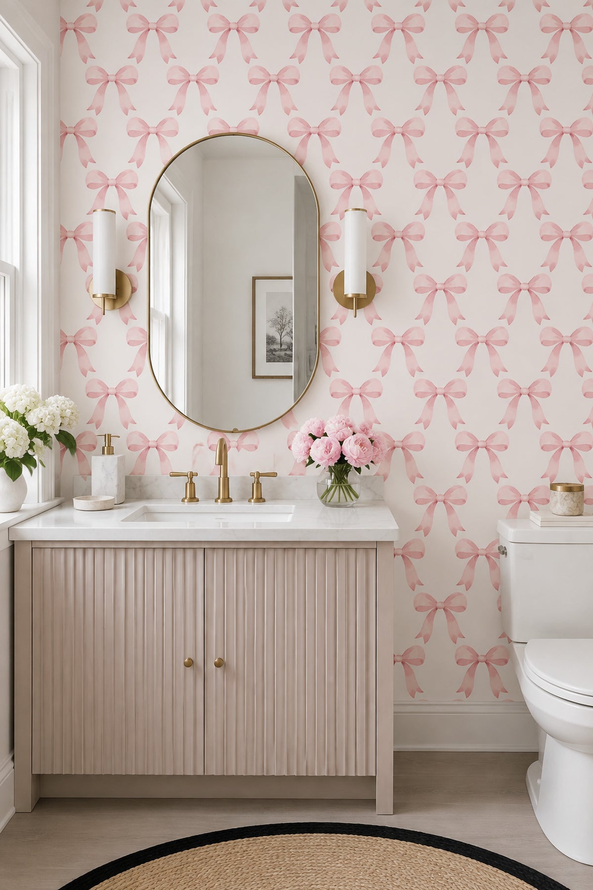 Pink Bow Wallpaper Watercolor Ribbon Pattern