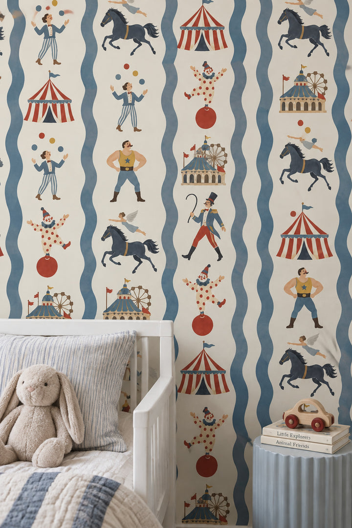 Circus Wallpaper Vintage Illustration On White Background