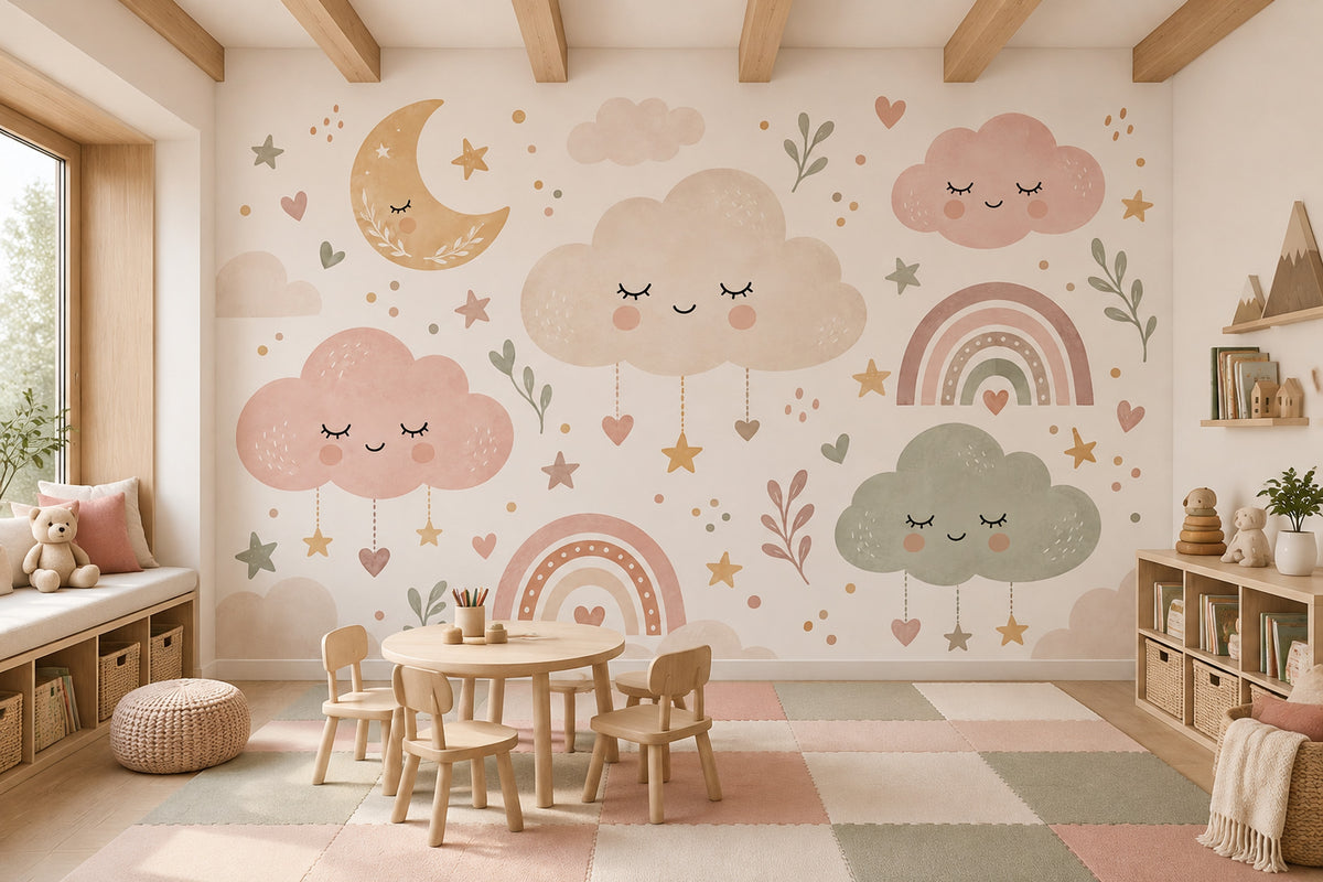 Sleepy Clouds Wallpaper Pastel Sky Wall Mural