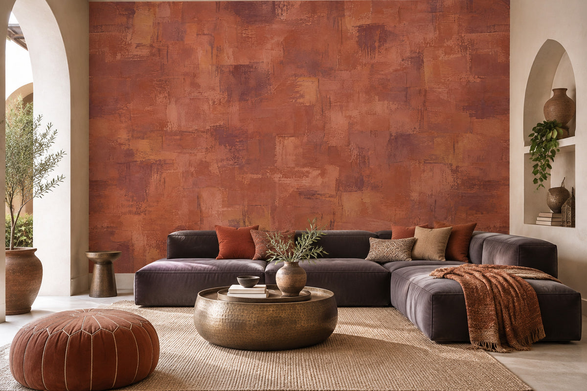 Textured Terracotta Blocks Wallpaper Abstract Geometric Wall Mural