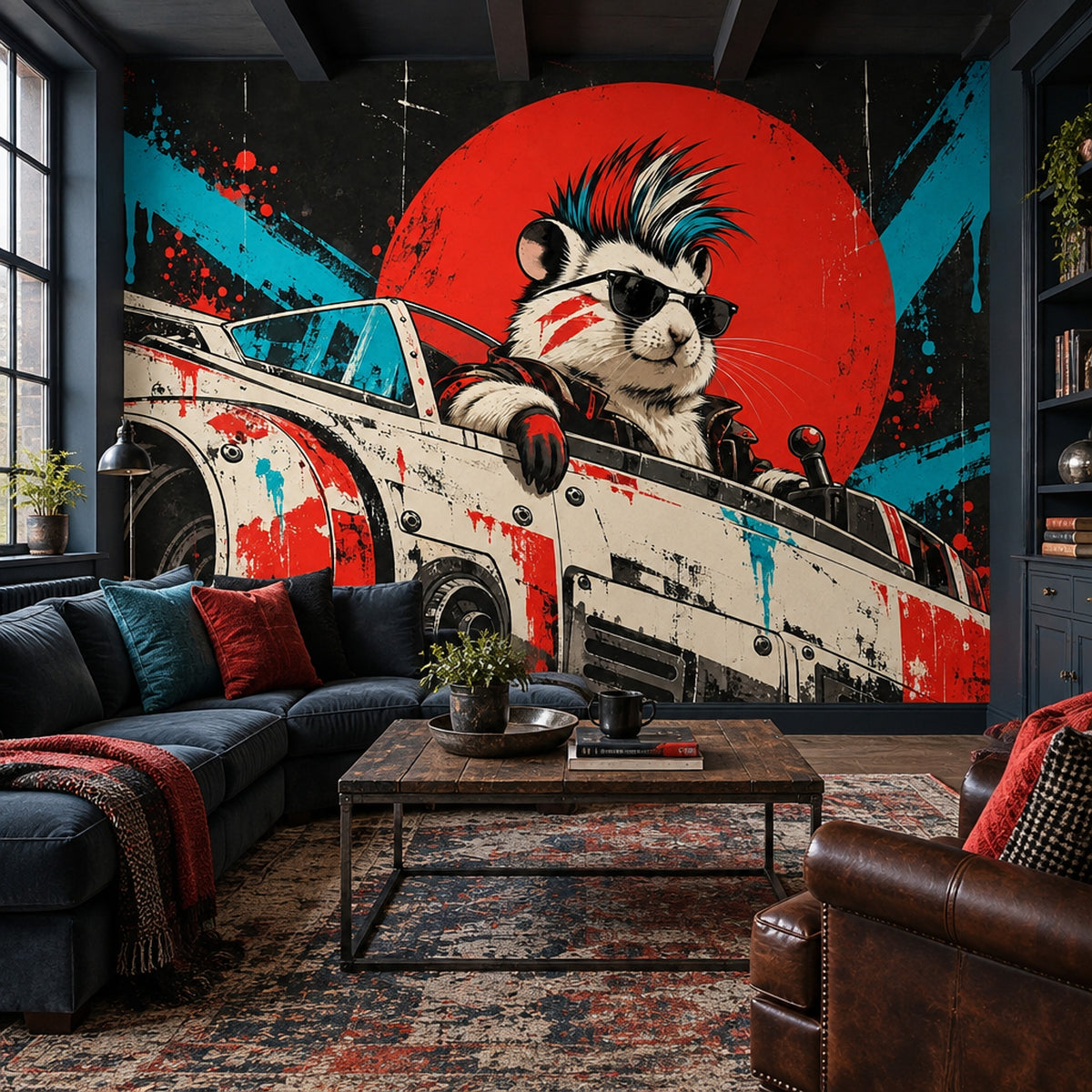Punk Hamster In Sci Fi Cockpit Wallpaper Street Art Wall Mural