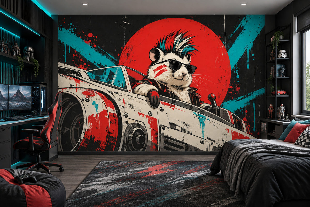 Punk Hamster In Sci Fi Cockpit Wallpaper Street Art Wall Mural