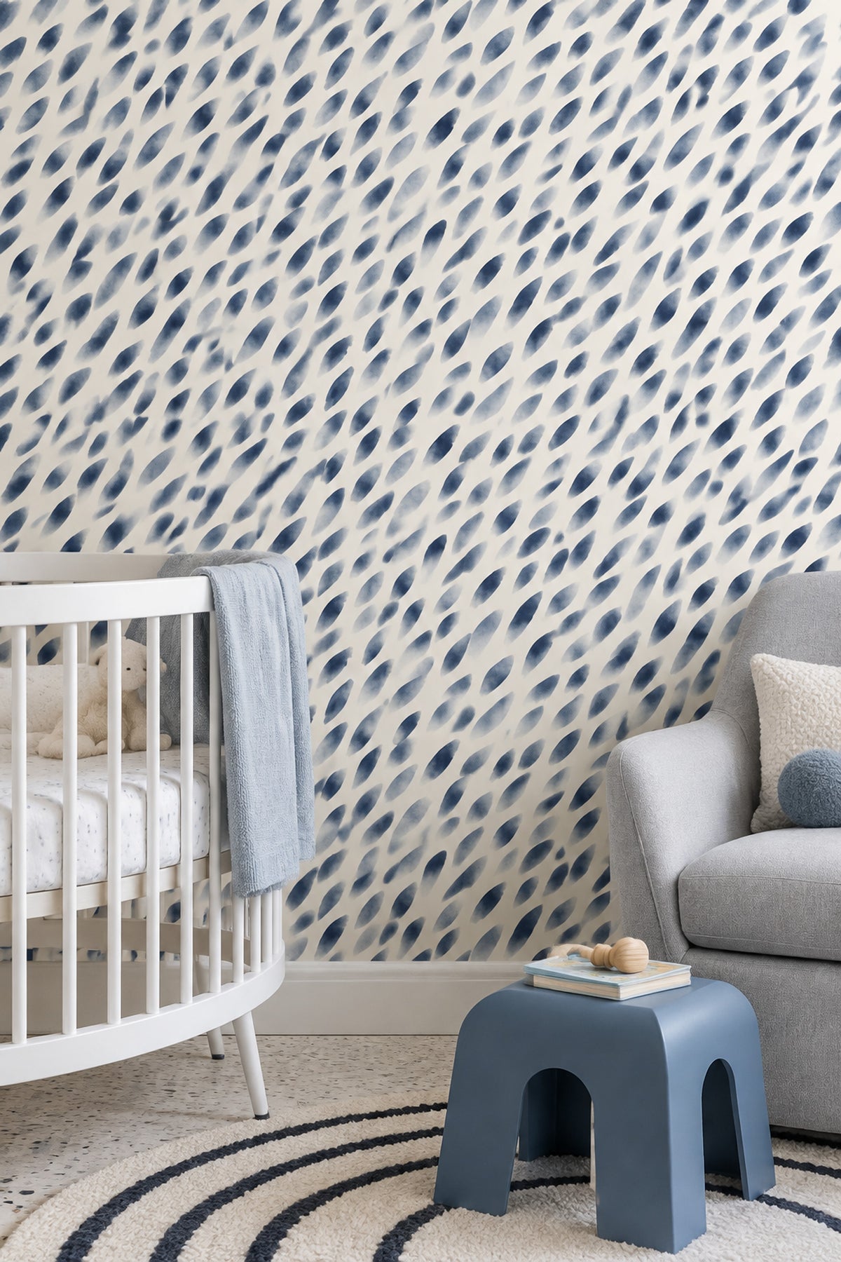 Leaf Brushstroke Wallpaper Indigo Blue Abstract Pattern