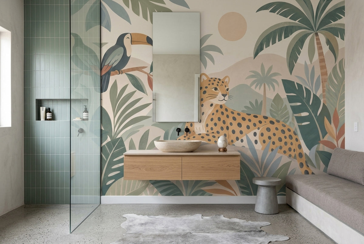 Cheetah And Toucan Wallpaper Tropical Jungle Wall Mural
