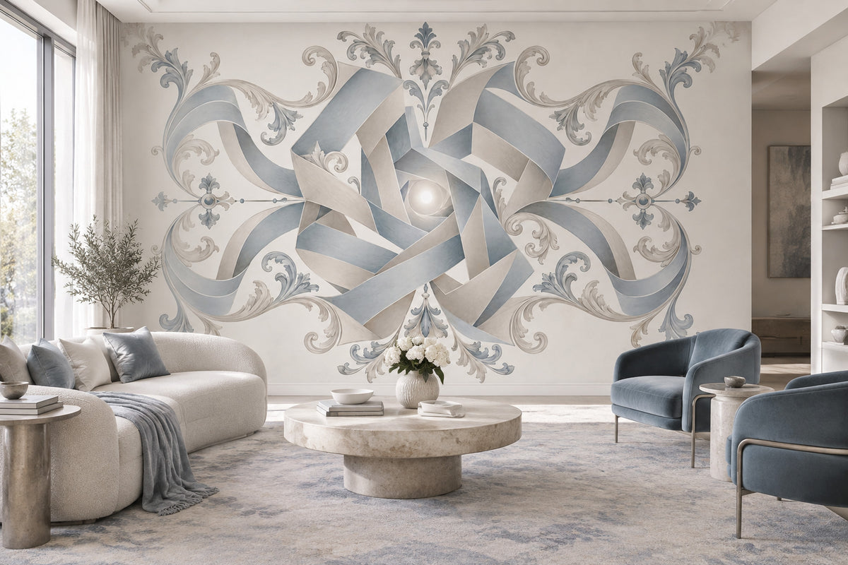 Ornamental Geometric Rosette Wallpaper Elegant Damask Wall Mural