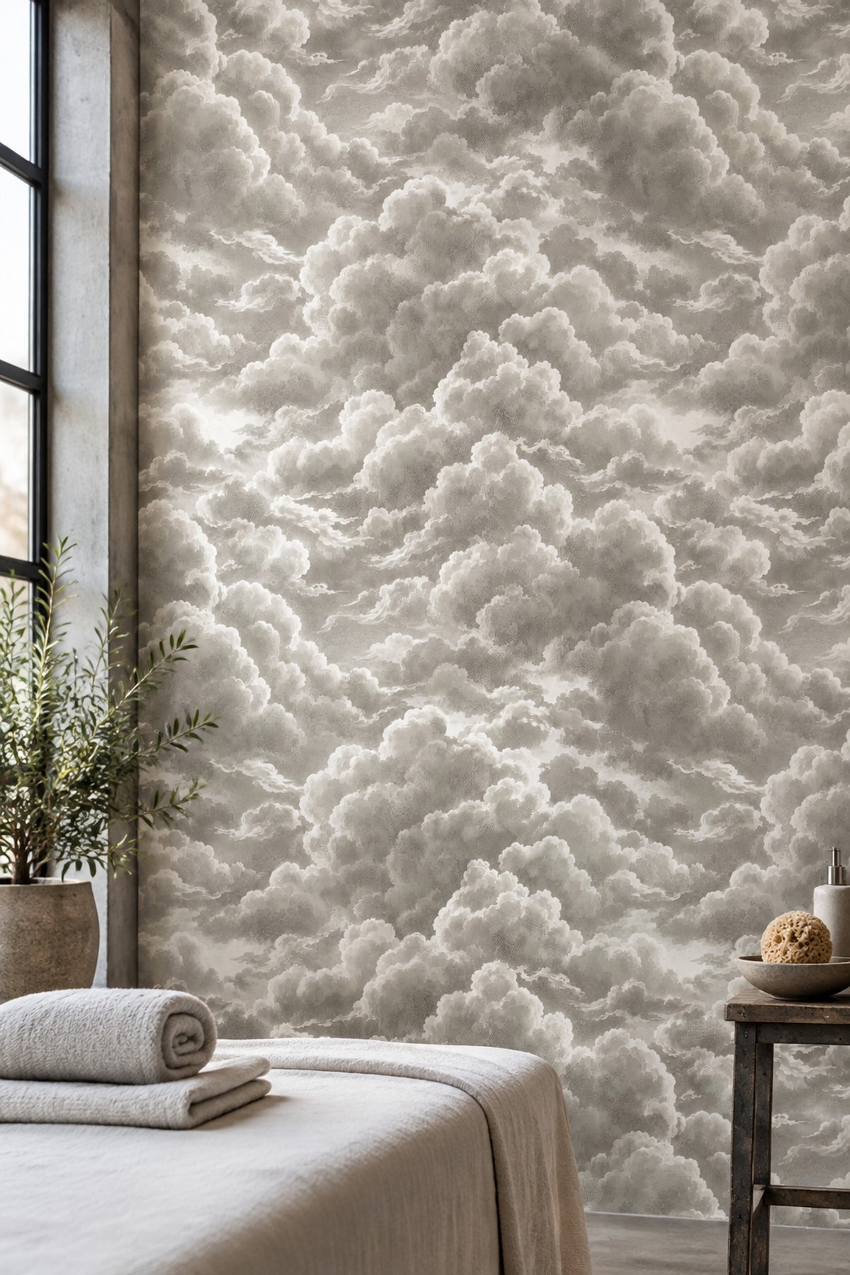 Cloudscape Wallpaper Vintage Gray Sky