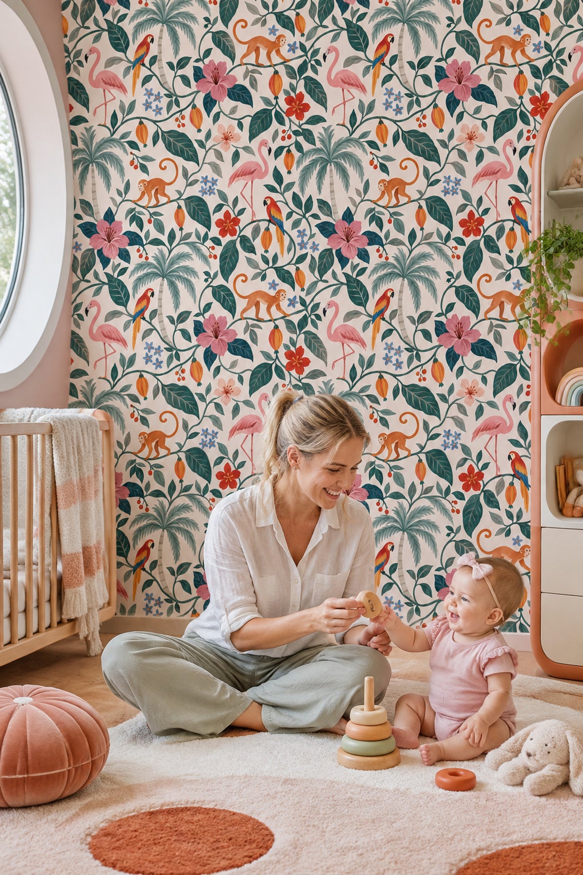 Flamingo Jungle Wallpaper Pink Botanical Pattern