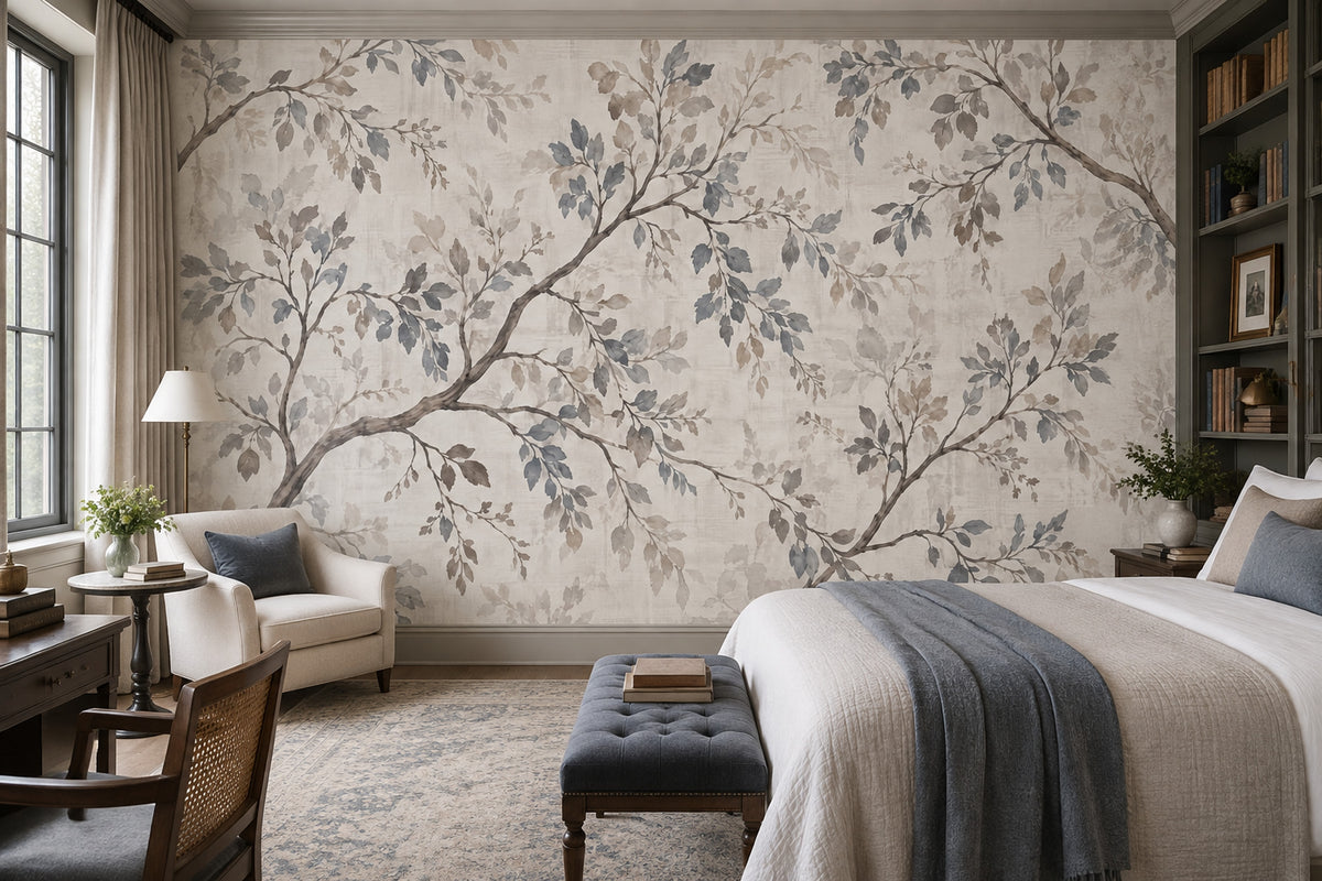 Watercolor Branches Wallpaper Ivory Background Wall Mural