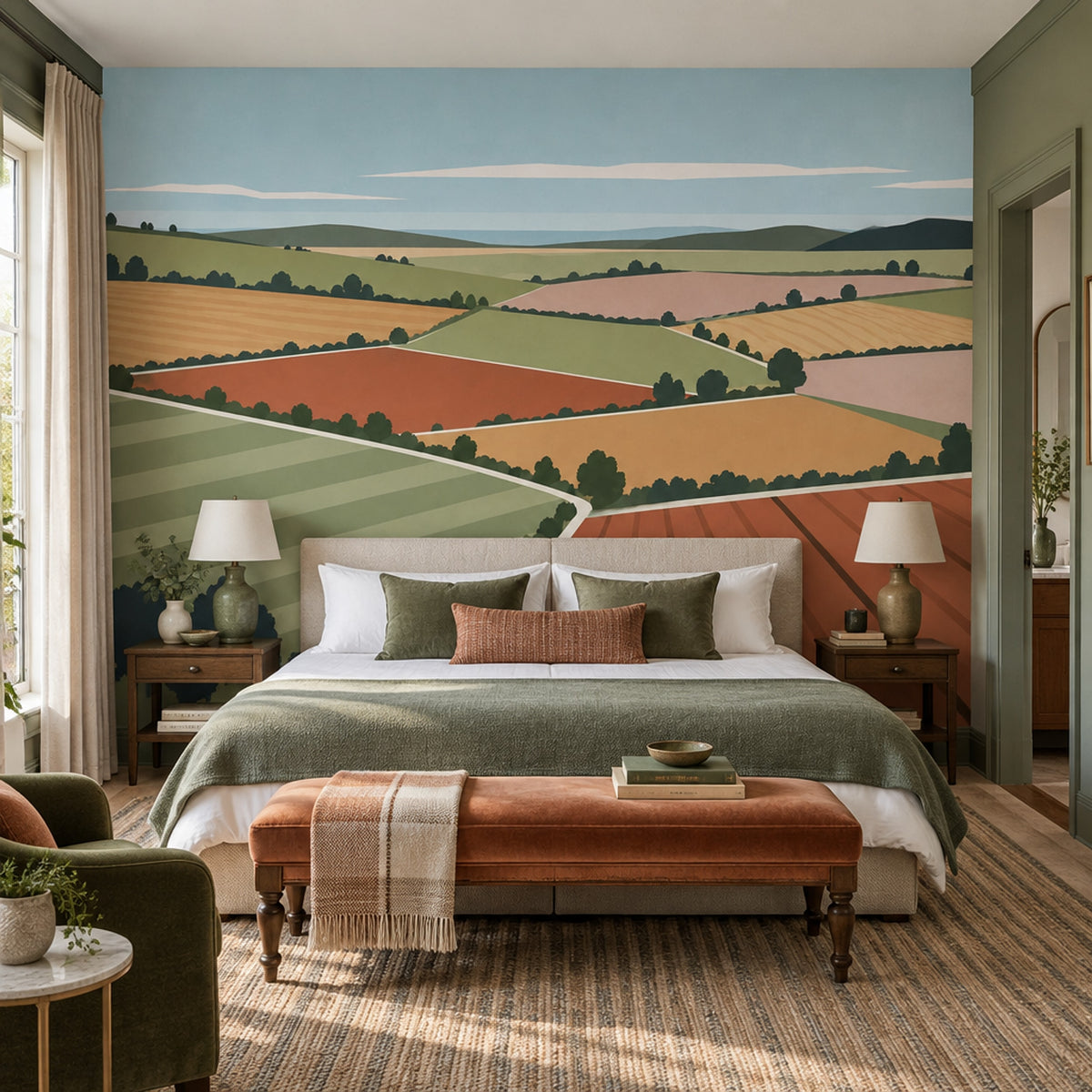 Patchwork Farmland Wallpaper Rolling Hills Wall Mural