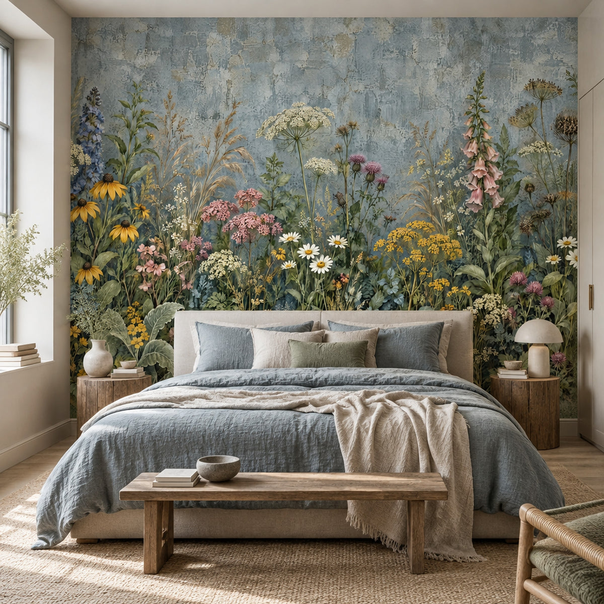 Meadow Flowers Wallpaper Vintage Botanical Wall Mural