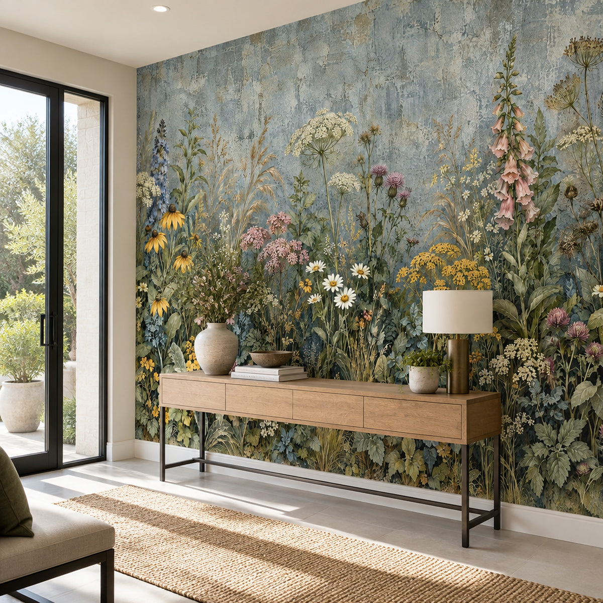 Meadow Flowers Wallpaper Vintage Botanical Wall Mural