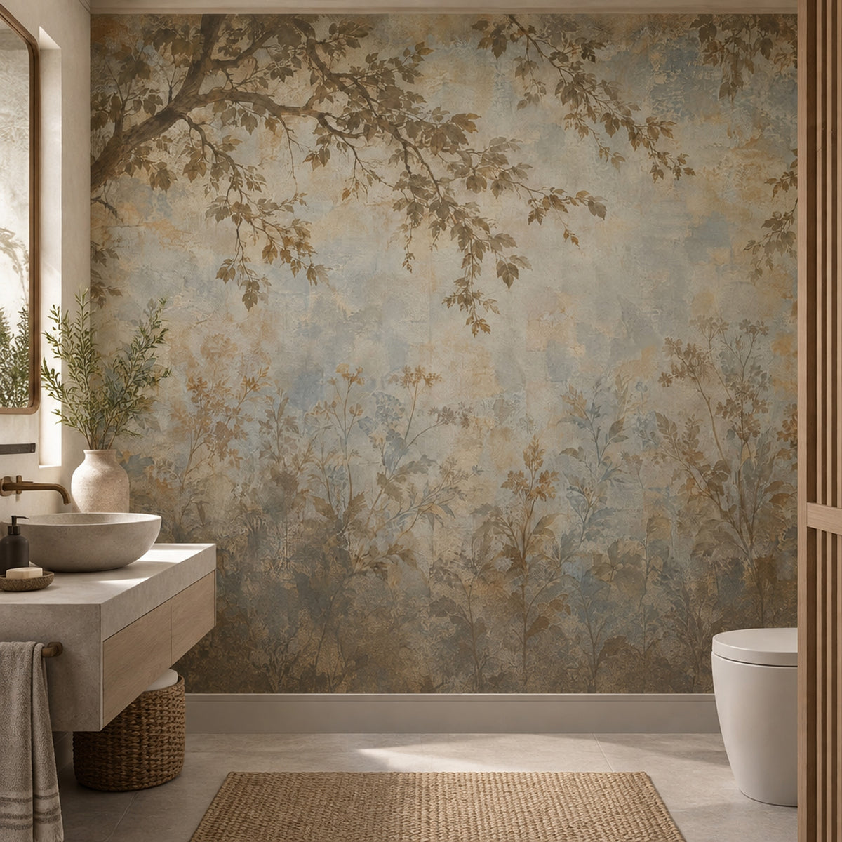Vintage Botanical Branches Wallpaper Sepia Garden Wall Mural
