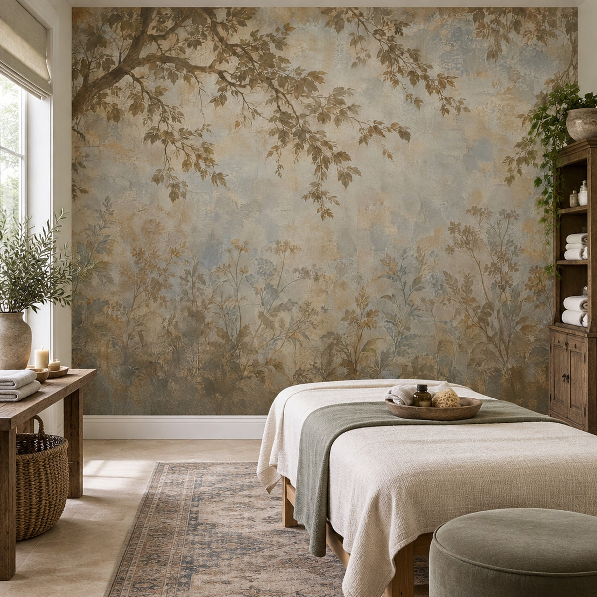 Vintage Botanical Branches Wallpaper Sepia Garden Wall Mural