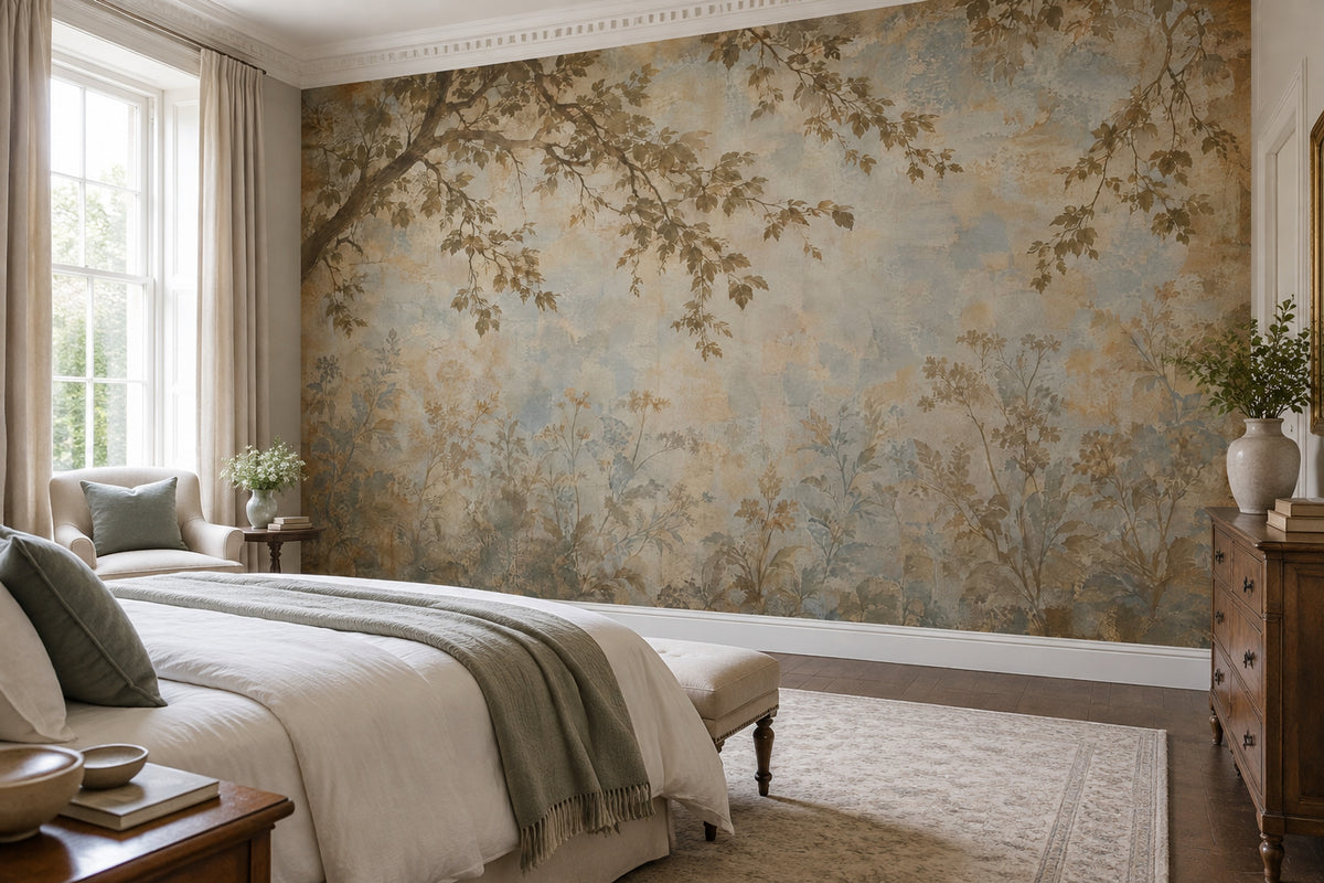 Vintage Botanical Branches Wallpaper Sepia Garden Wall Mural