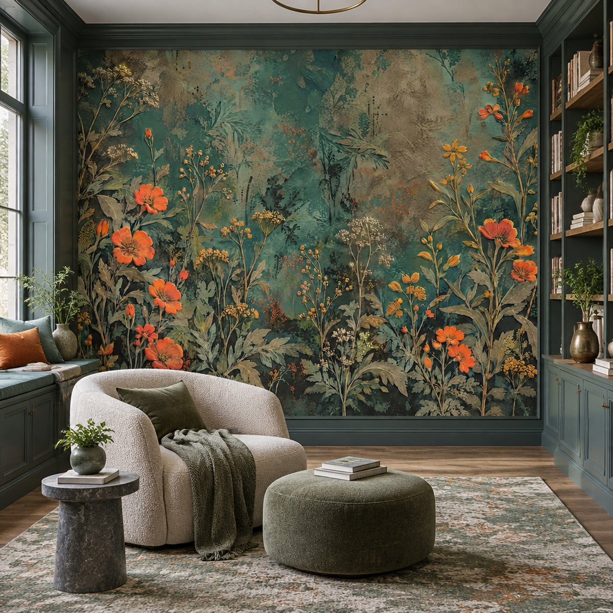 Vintage Wildflower Wallpaper Dark Floral Wall Mural