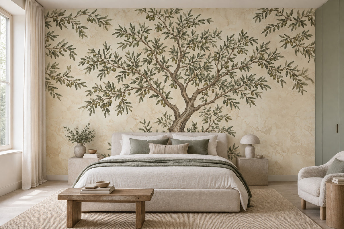 Olive Tree Wallpaper Vintage Fresco Wall Mural