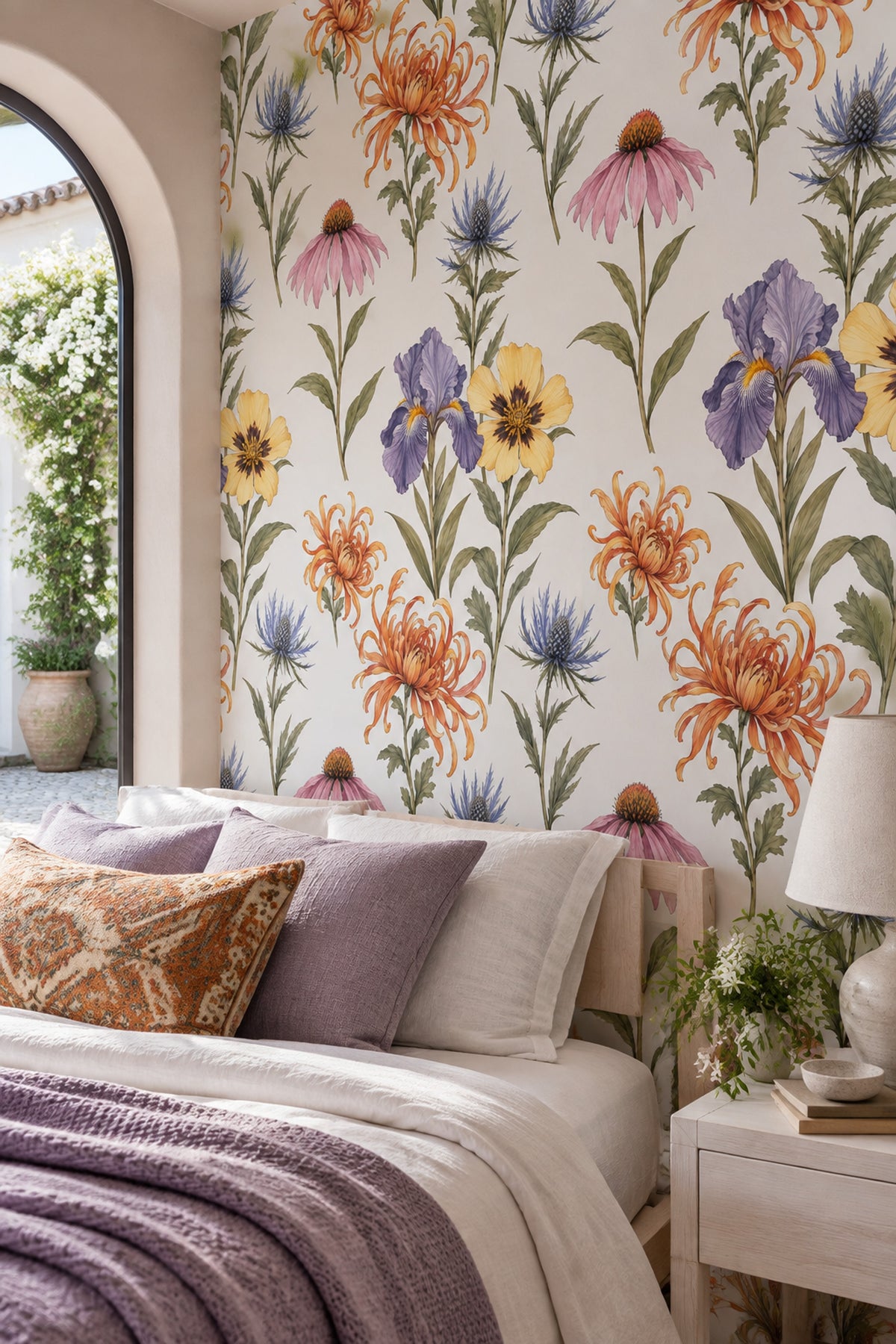 Botanical Wildflower Wallpaper White Background