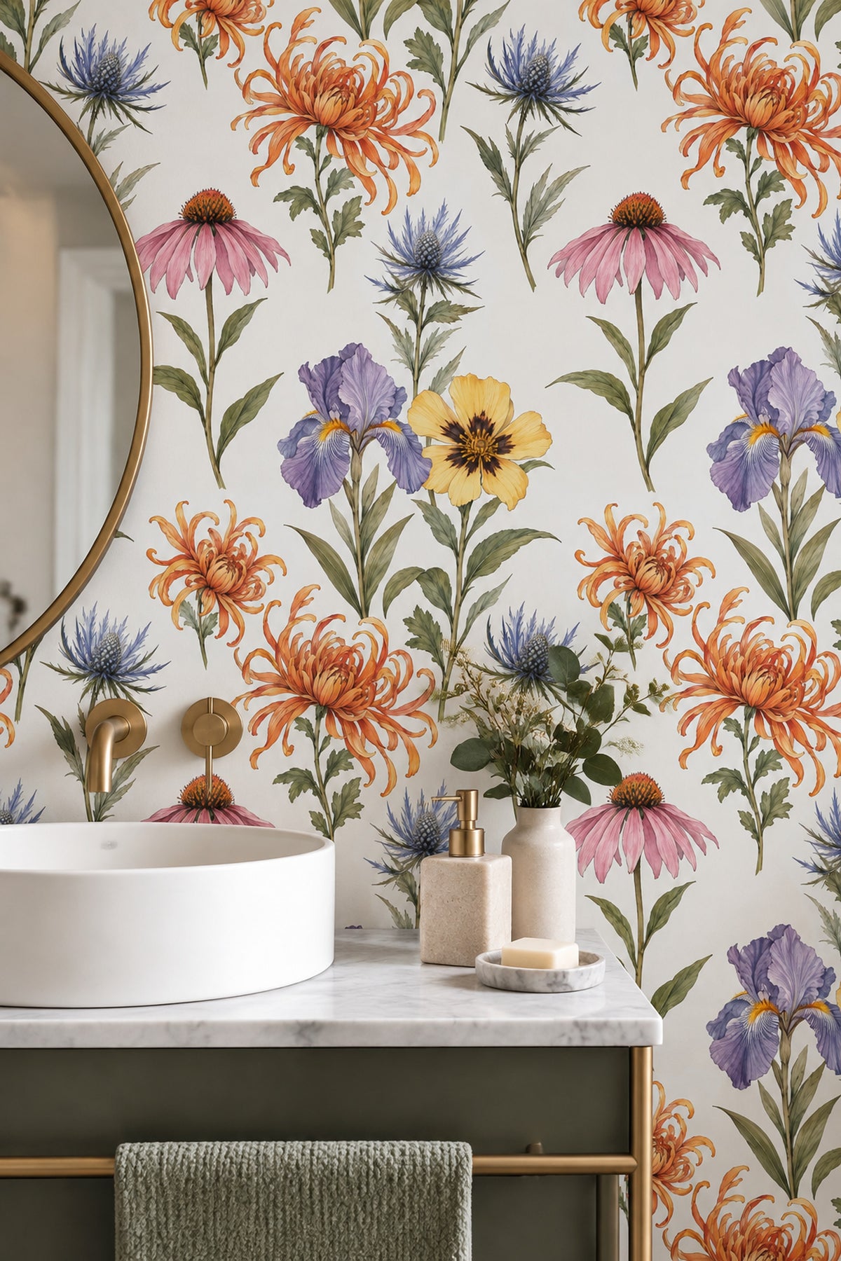 Botanical Wildflower Wallpaper White Background