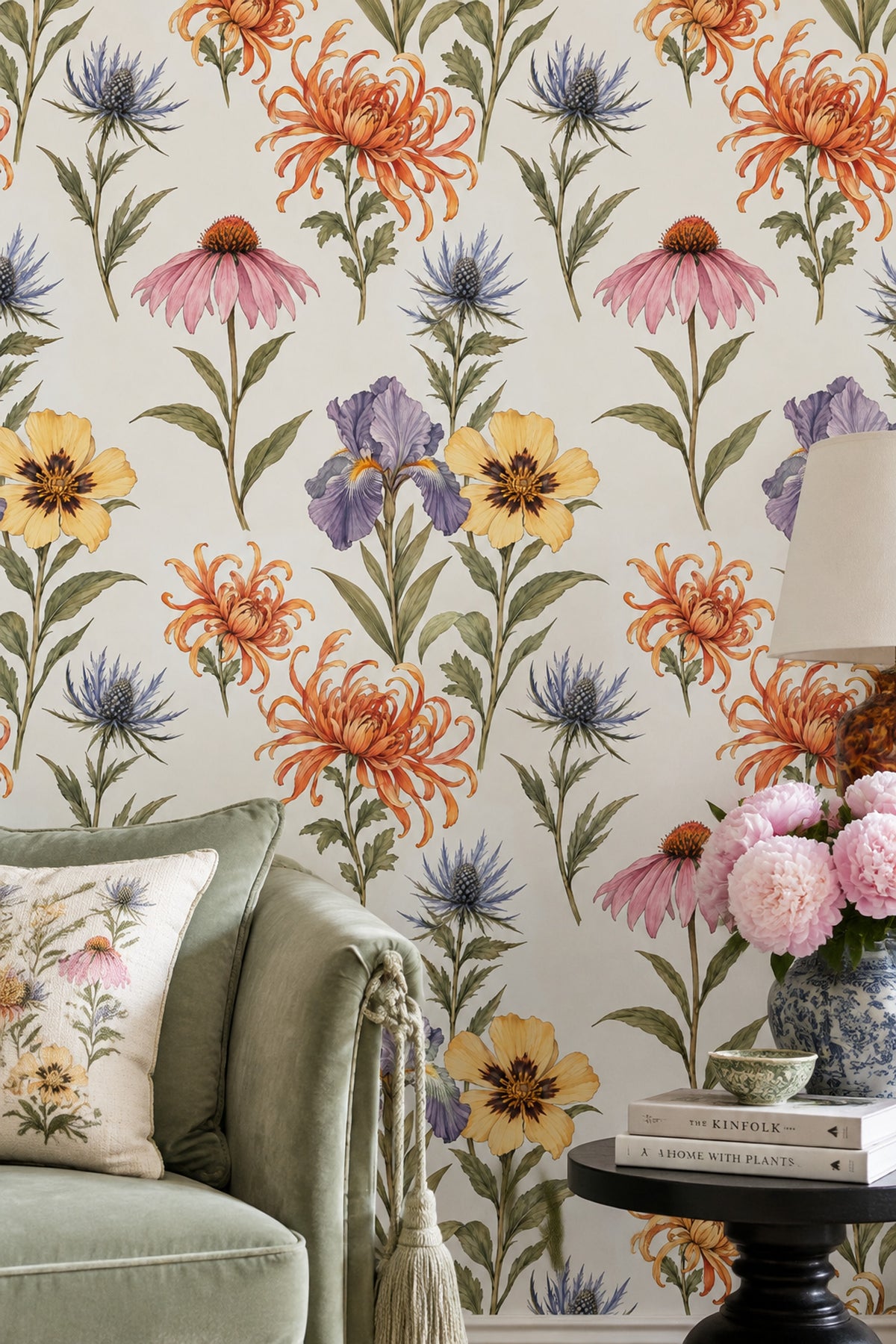 Botanical Wildflower Wallpaper White Background
